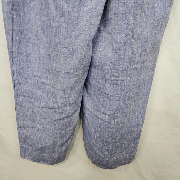 Chico's Womens Linen Pants Size 1 Light Blue Side Button Accents Elastic Waist - Picture 10 of 11